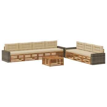 Lauko sofos komplektas 8 pcs Natūralus ir bežinis