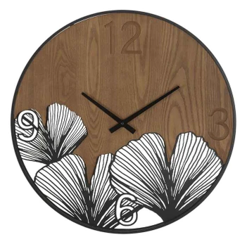 Sieninis laikrodis SUPER WOOD/LEAF, Ø 60 × 2 cm