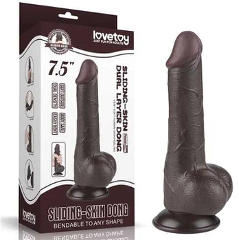 LoveToy 7.5'' slankiojančios odos dvisluoksnis diržas, juodas