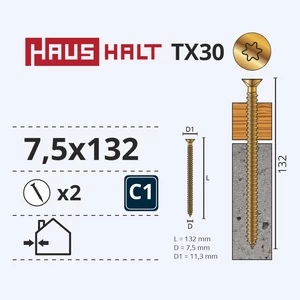 Medsraigtis Haushalt, 7.5x132 mm, 2 vnt.
