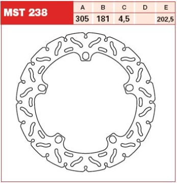 Brake disc MST238RAC front fixed TRW 305/181/4,5mm/202,5mm