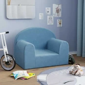 Vaikiška sofa, mėlynos spalvos, minkštas pliušas kaina