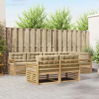 Lauko sofos komplektas 7 pcs Balta ir kreminė Poliesteris