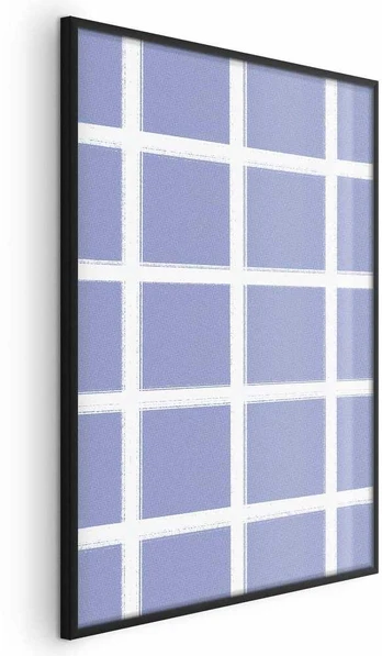 Artgeist Plakatas - Baltas Lines - a grid with large gaps on a mėlynas background