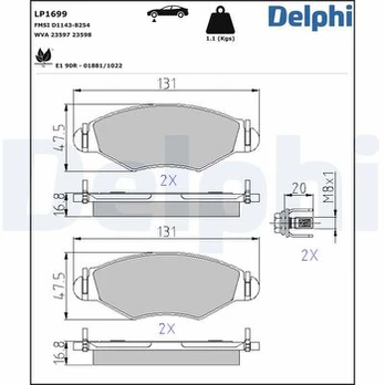DELPHI LP1699 Brake pad set