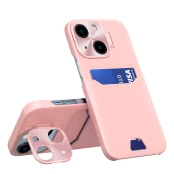 Dėklas Leather Stand Case iPhone 14 Rožinis kaina