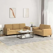 Sofa Sofos komplektas su pagalvėmis, 2 dalių, rudas, aksomas kaina