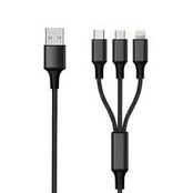 Kabelis USB 2GO USB-A - USB-C + microUSB + Lightning 3 m Juodas (797154)