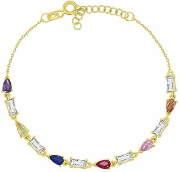 Brilio Silver Charming auksinis-plated bracelet with colored zircons BRC235YRBW