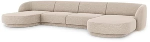 Sofa Micadoni Home Miley Velvet Panoramic, smėlio, 334 x 115 cm x 74 cm