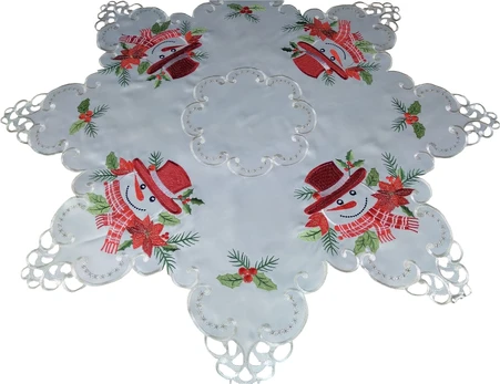 Kalėdinė staltiesė OSD03-1, balta sp./raudona sp./žalia sp., 85 x 85 cm