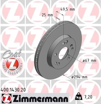 Stabdžių diskas ZIMMERMANN 400.1430.20