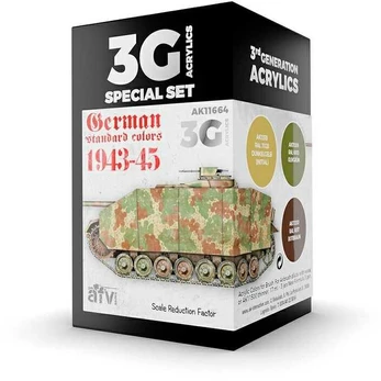AK Interactive - 3rd generation - Akrilinių dažų rinkinys German Standard Colors 1943-45, AK11664