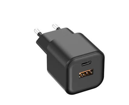Setty wall charger USB-A + USB-C 20W LSGaN-AC-201 juodas