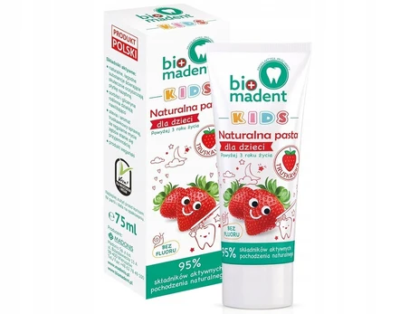 Bio Madent natūrali dantų pasta be fluoro, braškių skonio, 75 ml