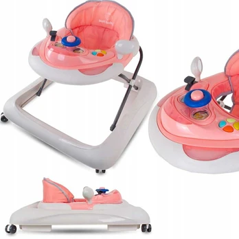 Vaikštynė SunBaby Walker With Steering Wheel, rožinė