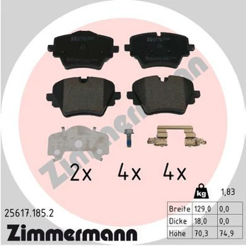 Stabdžių trinkelių rinkinys, diskinis stabdys ZIMMERMANN 25617.185.2