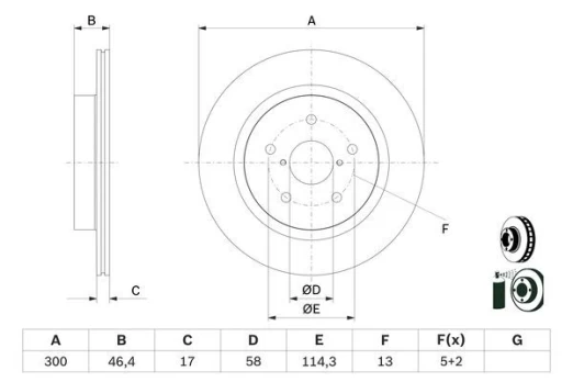 BOSCH 0 986 479 D64 Brake Disc