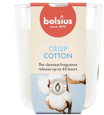 Žvakė, aromatinė Bolsius Crisp Cotton, 45 h, Balta