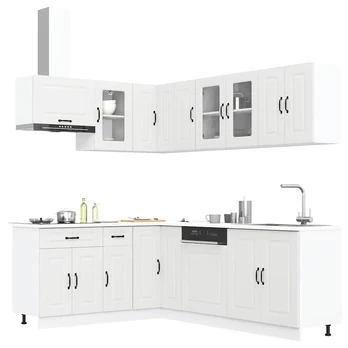 Virtuvinių spintelių komplektas, 11 dalių, Kalmar, balta