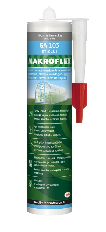 Universalus silikoninis hermetikas MAKROFLEX GA 103, bespalvis, 300 ml