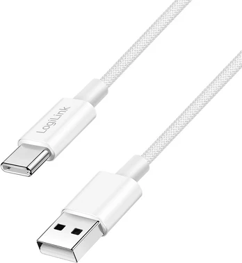 LogiLink USB-A - USB-C 0,5 m nailono pintas, baltas