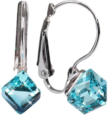 Levien Stilingi auskarai Cube Aquamarine