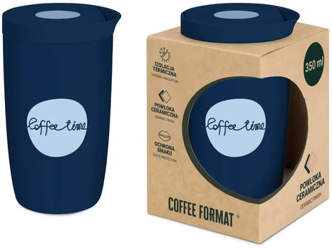 Coffee Format Termo puodelis 350 ml - Mėlyna su napisem
