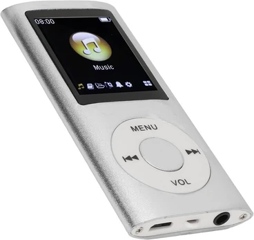 MP3 grotuvas MP3/MP4 grotuvas, 64GB, sidabrinis, su garsiakalbiu
