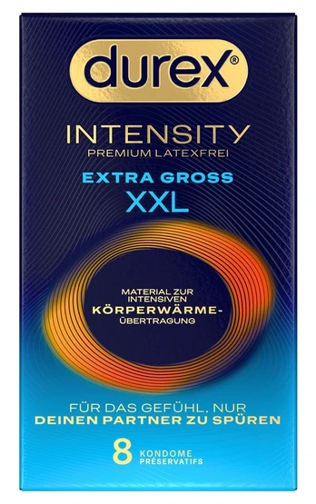 Durex Intensity itin didelis nitrilinis prezervatyvas, 61 mm, 8 vnt.