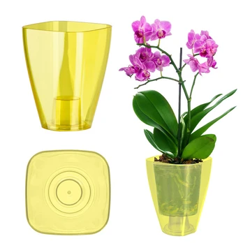 Vazonas orchidėjoms 12 cm, plastikinis, geltonas