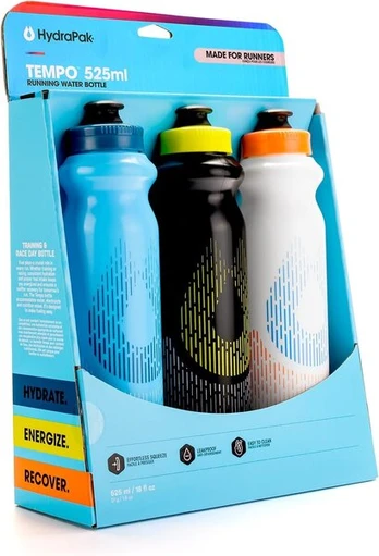 Gertuvė Hydrapak Tempo Bottle 3-Pack 525ml, Mėlyna/Baltas/Juodas