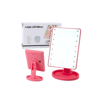Lean Toys Cosmetic Mirror 16 LED Diodes With Stand Adjustable Rožinė