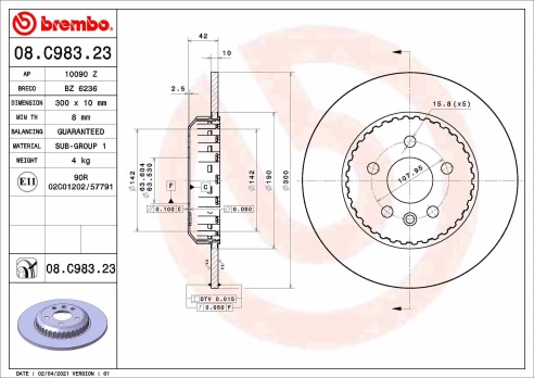 BREMBO 08.C983.23 Brake Disc