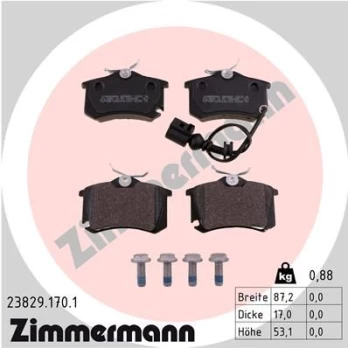 Stabdžių trinkelių rinkinys, diskinis stabdys ZIMMERMANN 23829.170.1