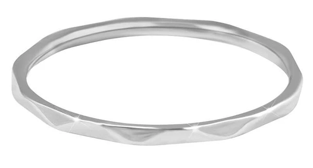 Troli Minimalist steel ring with a fine Sidabrinis pattern
