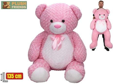 Plush toy - 03135 - TEADY BEAR with BOW - PINK - size 135 cm