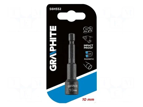 Screwdriver bit | 6-angles socket | HEX 10mm | L: 65mm | impact