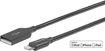 Laidas Estuff, USB/Apple Lightning, 0.5 m, pilka