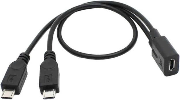 Micro Usb Y tipo daliklis: 1 į 2 įkrovimui