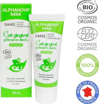 Alphanova Bebe Organic gelis raminantis dantų gijimą 20ml