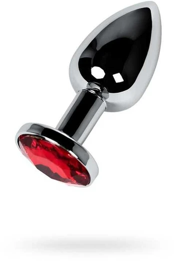 Toyfa Sidabrinis anal plug with red gem