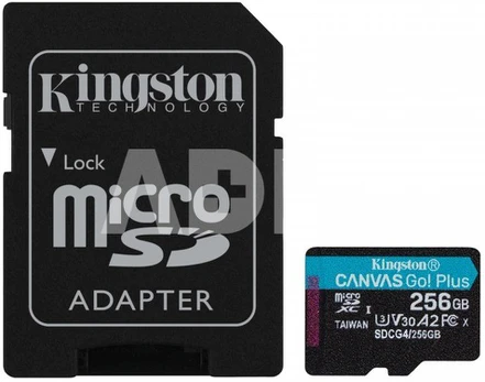 KINGSTON 256GB microSDXC Canvas Go Plus Gen4 200MB/s A2 U3 V30 Card + Adapter
