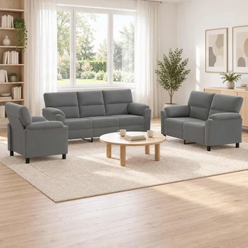Sofa Sofos komplektas 3 vnt. Tamsiai pilka Aksomas