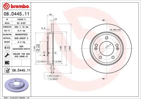 Stabdžių diskas BREMBO 08.D445.11