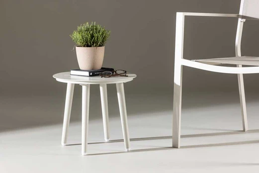 Venture Design Šoninis stalas, Lina, ⌀40 cm, Bežinis