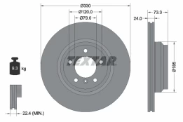 TEXTAR 92137805 Brake Disc kaina