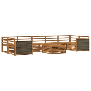 Lauko sofos komplektas 8 pcs Natūrali Kietos akacijos mediena