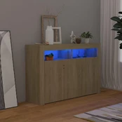 Šoninė spintelė su LED apšvietimu, ąžuolo, 115,5x30x75cm kaina