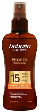 Babaria Sol Bronze Aceite Protector Solar Purškiklis Spf15 100ml